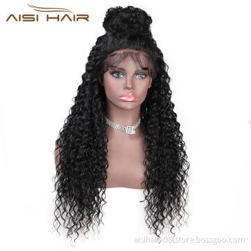 Wholesale Afro Kinky Deep Wave Natural Black Wig Curly Wave Long Lace Front Wig  Wigs For Black Women